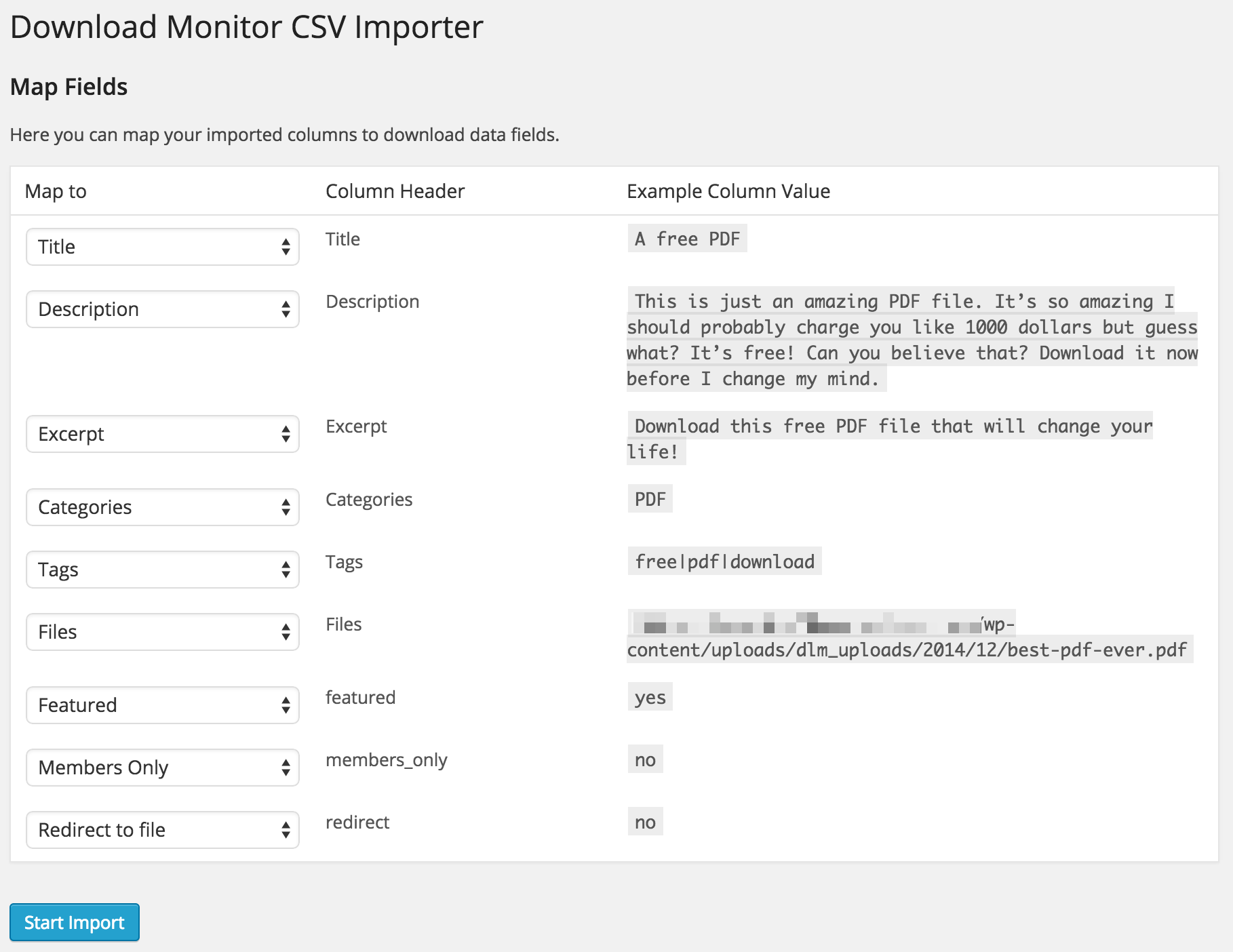 Download Monitor CSV Importer