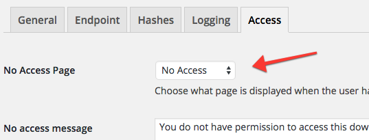 The new No Access Page setting