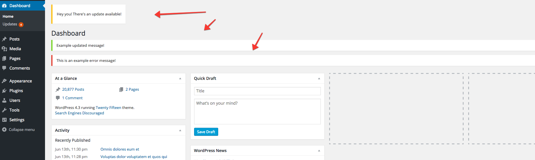 WordPress Notifications